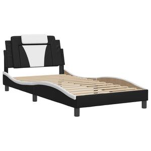 Bed Frame "Viana" without Mattress Black and White 100x200 cm Faux Leather