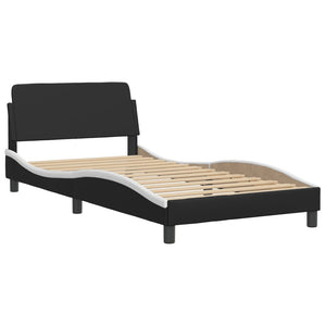 Bed Frame "Viana" without Mattress Black and White 100x200 cm Faux Leather