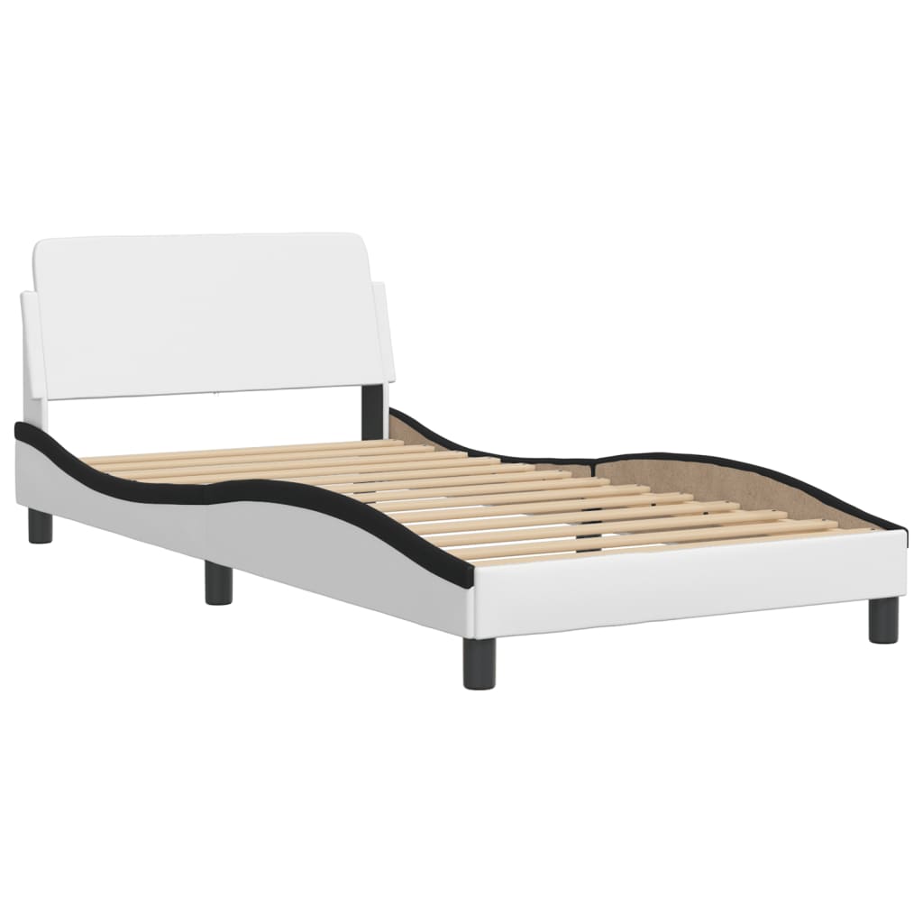 Bed Frame "Viana" without Mattress White and Black 100x200 cm Faux Leather