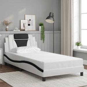Bed Frame "Viana" without Mattress White and Black 100x200 cm Faux Leather