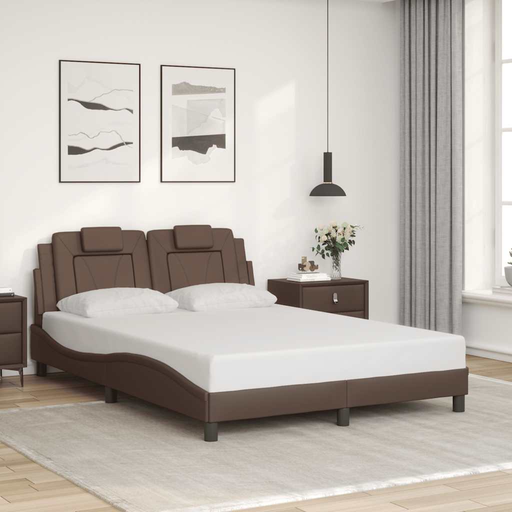 Bed Frame "Viana" without Mattress Brown 120x200 cm Faux Leather