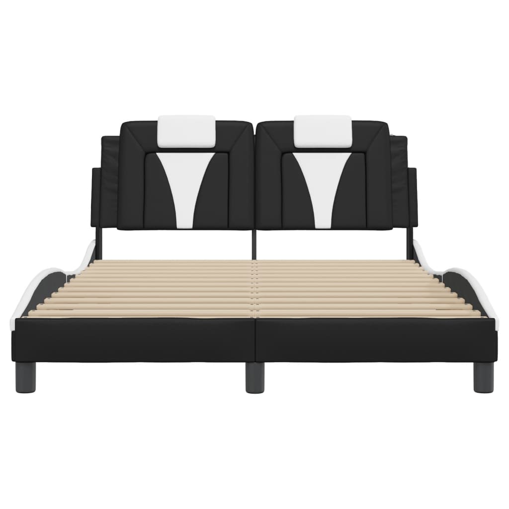 Bed Frame "Viana" without Mattress Black and White 120x200 cm Faux Leather