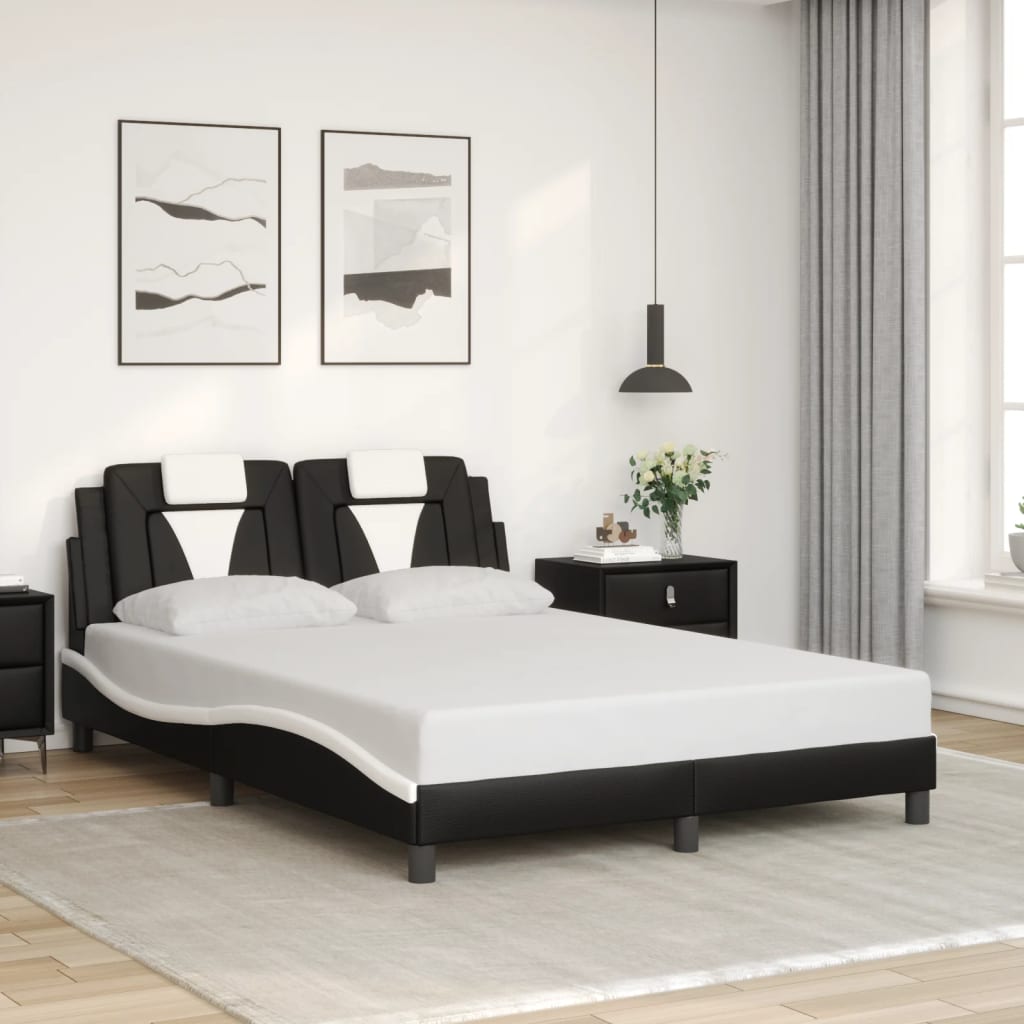 Bed Frame "Viana" without Mattress Black and White 120x200 cm Faux Leather