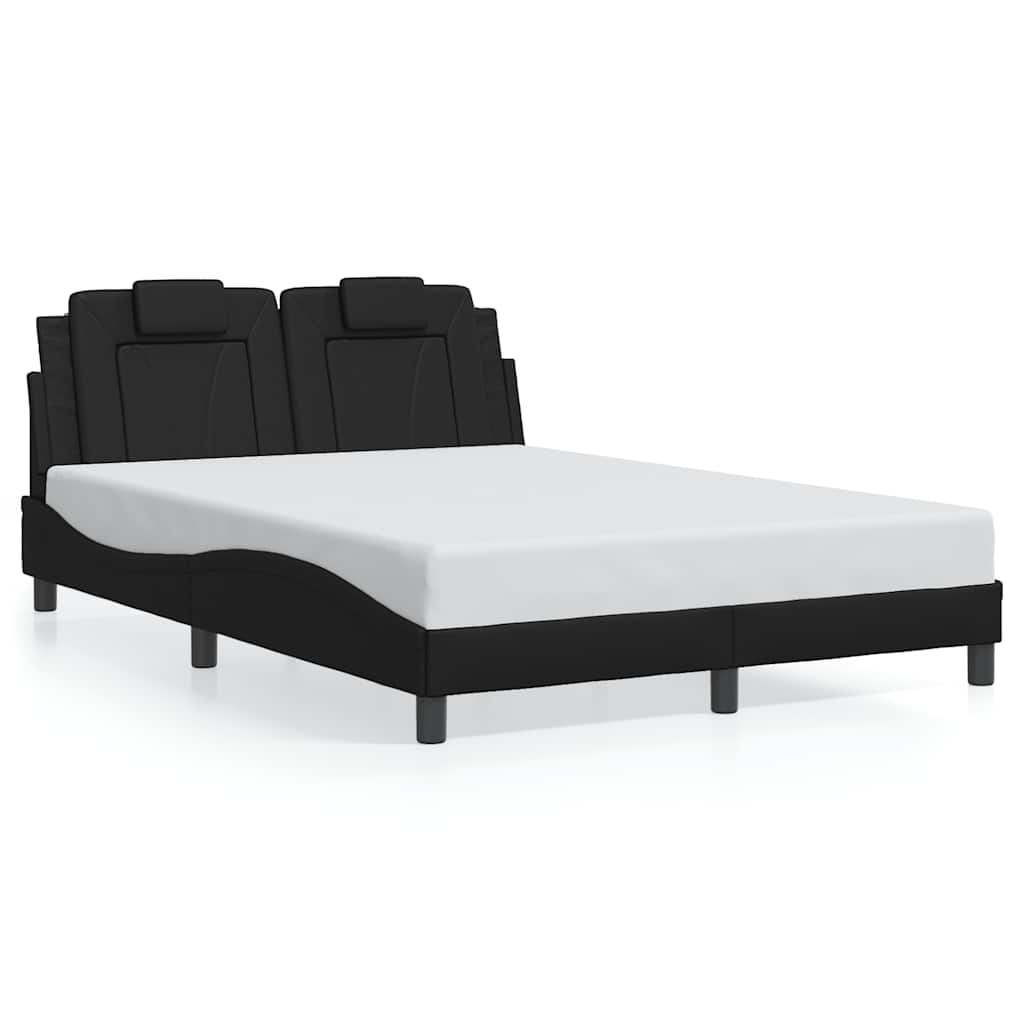 Bed Frame "Viana" without Mattress Black 140x190 cm Faux Leather