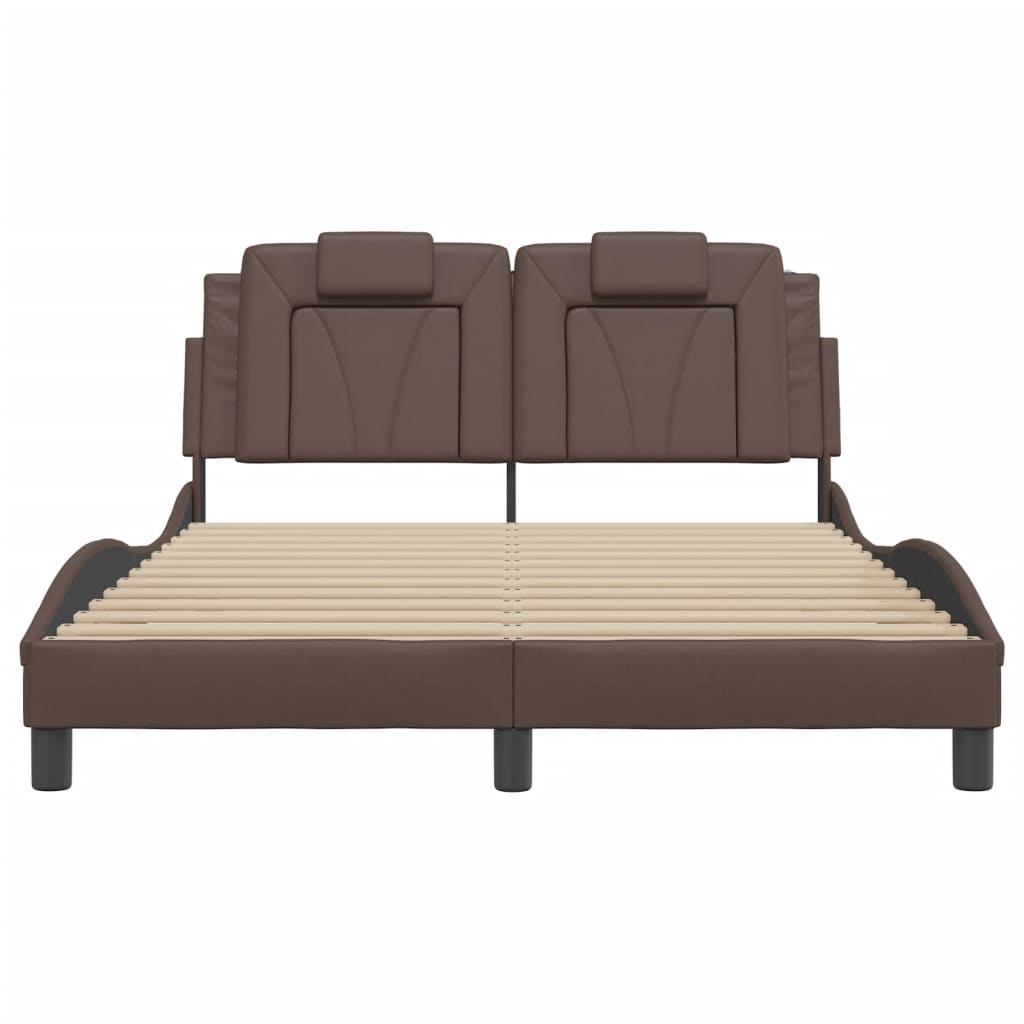 Bed Frame "Viana" without Mattress Brown 140x190 cm Faux Leather