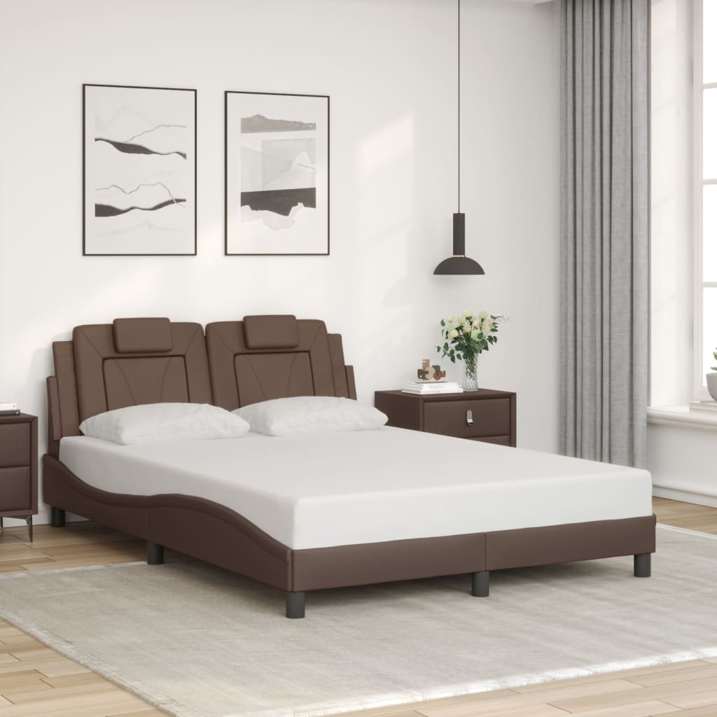 Bed Frame "Viana" without Mattress Brown 140x190 cm Faux Leather