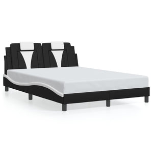Bed Frame "Viana" without Mattress Black and White 140x190 cm Faux Leather