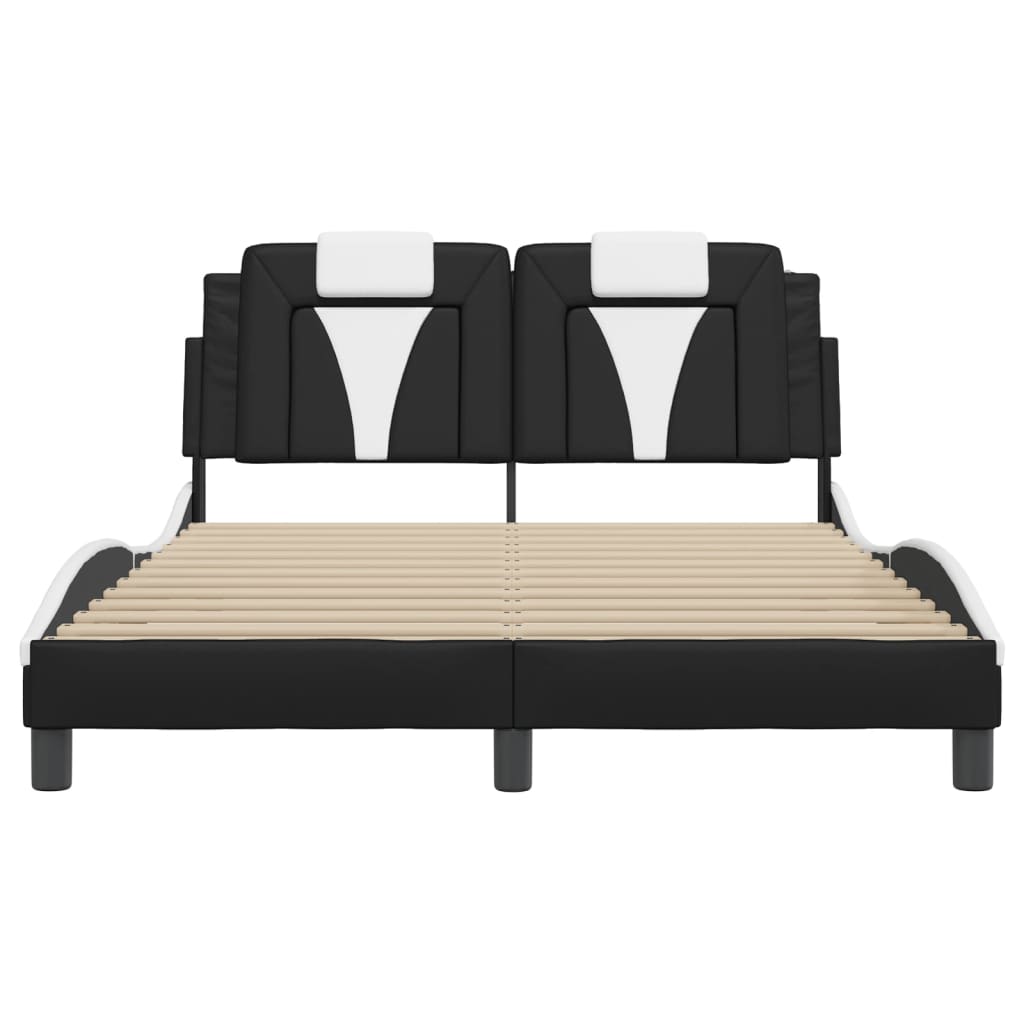 Bed Frame "Viana" without Mattress Black and White 140x190 cm Faux Leather