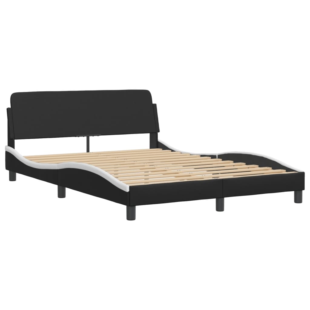 Bed Frame "Viana" without Mattress Black and White 140x190 cm Faux Leather