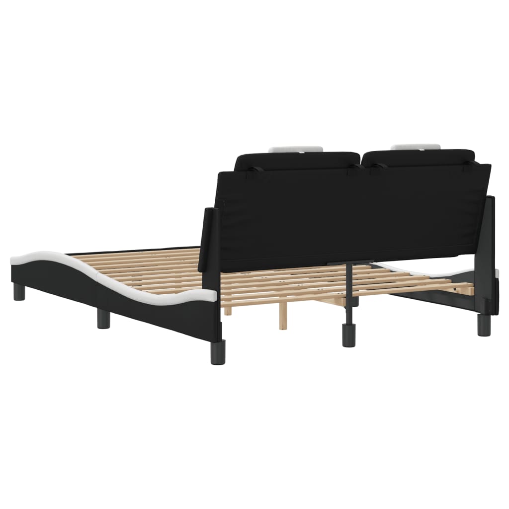 Bed Frame "Viana" without Mattress Black and White 140x190 cm Faux Leather