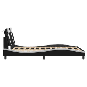 Bed Frame "Viana" without Mattress Black and White 140x190 cm Faux Leather