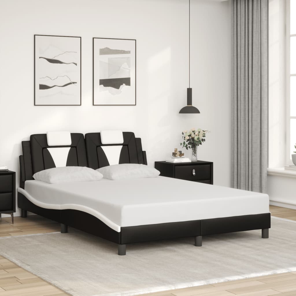 Bed Frame "Viana" without Mattress Black and White 140x190 cm Faux Leather