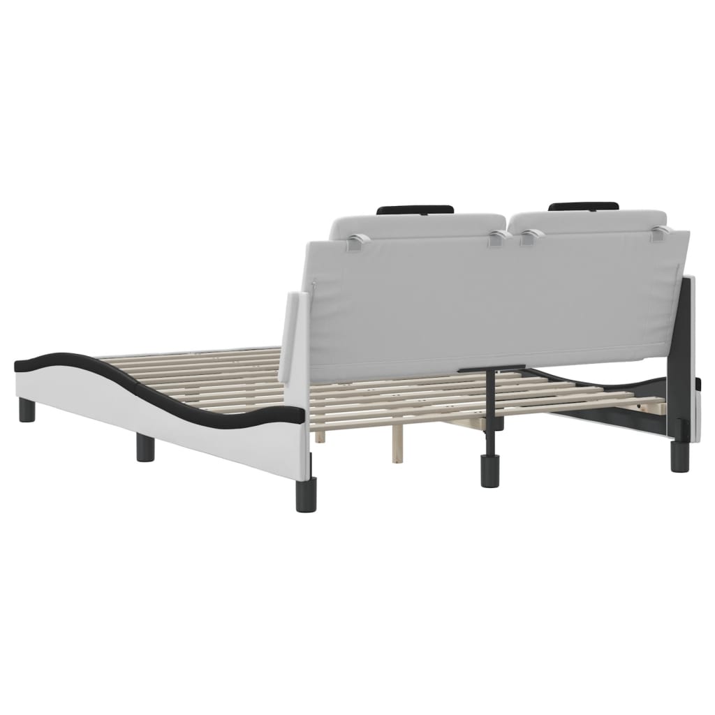 Bed Frame "Viana" without Mattress White and Black 140x190 cm Faux Leather