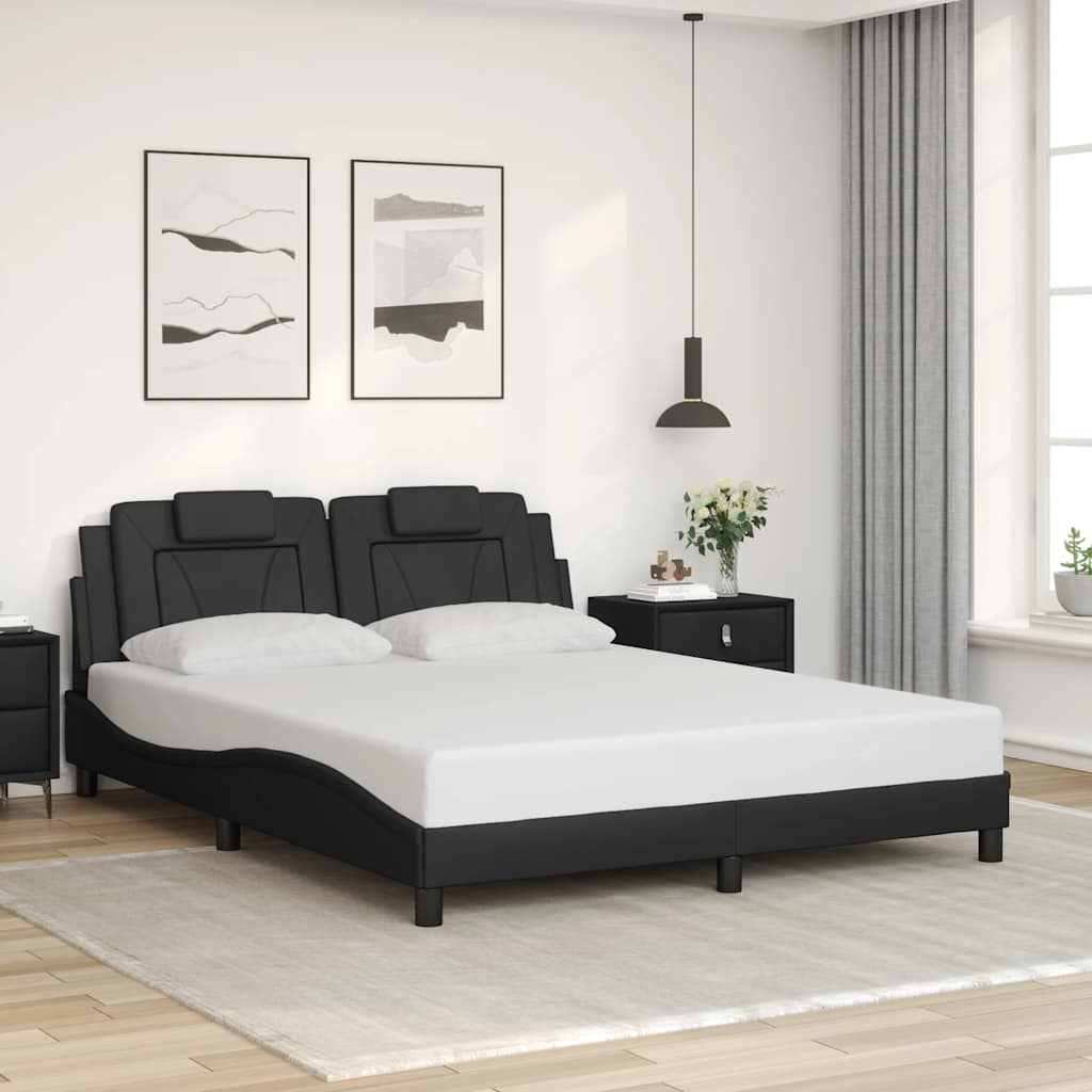 Bed Frame "Viana" without Mattress Black 160x200 cm Faux Leather