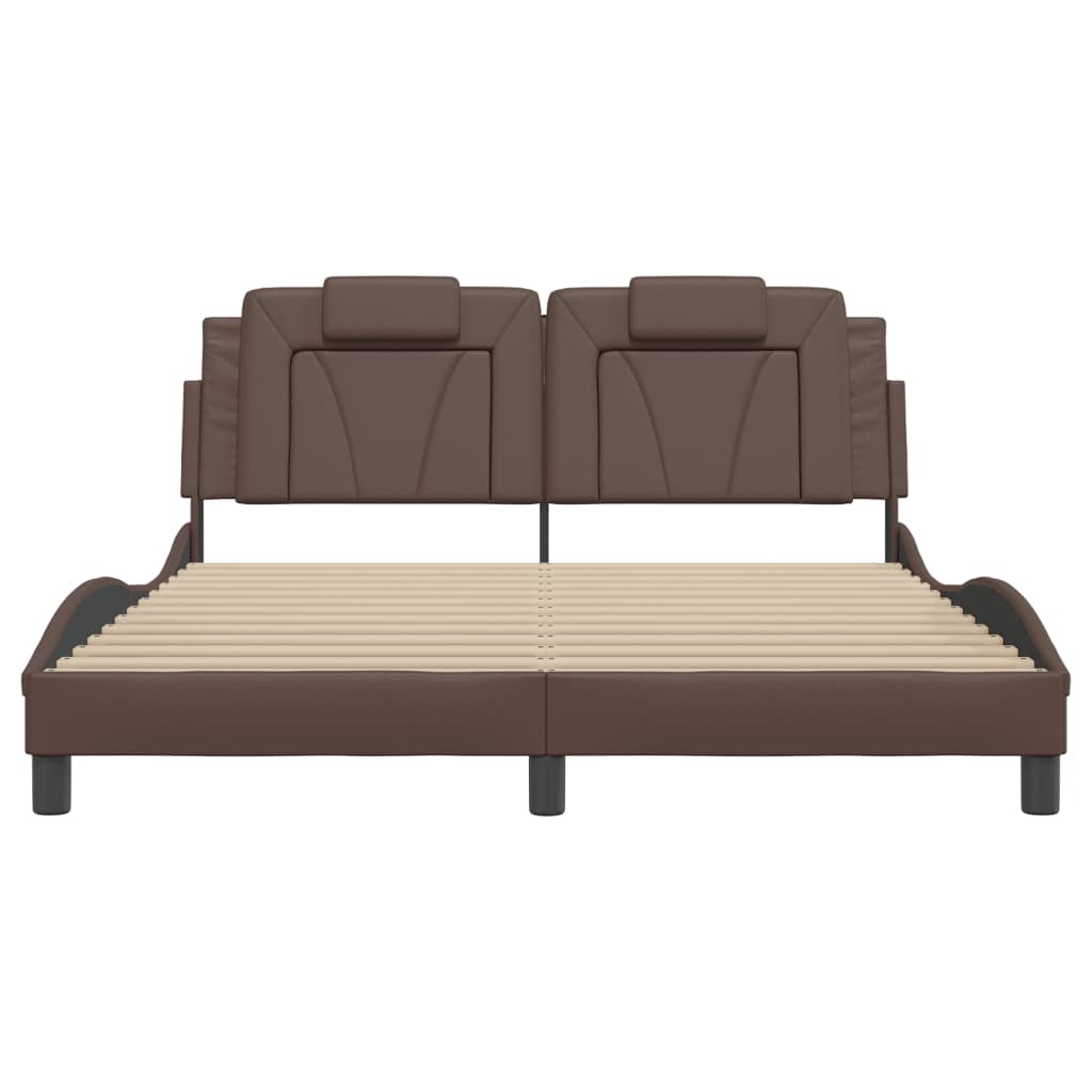 Bed Frame "Viana" without Mattress Brown 160x200 cm Faux Leather