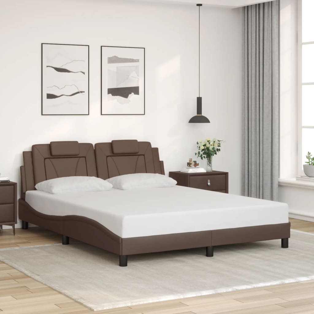 Bed Frame "Viana" without Mattress Brown 160x200 cm Faux Leather