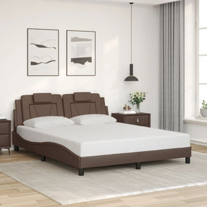 Bed Frame "Viana" without Mattress Brown 160x200 cm Faux Leather