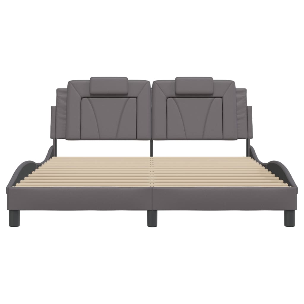 Bed Frame "Viana" without Mattress Grey 160x200 cm Faux Leather