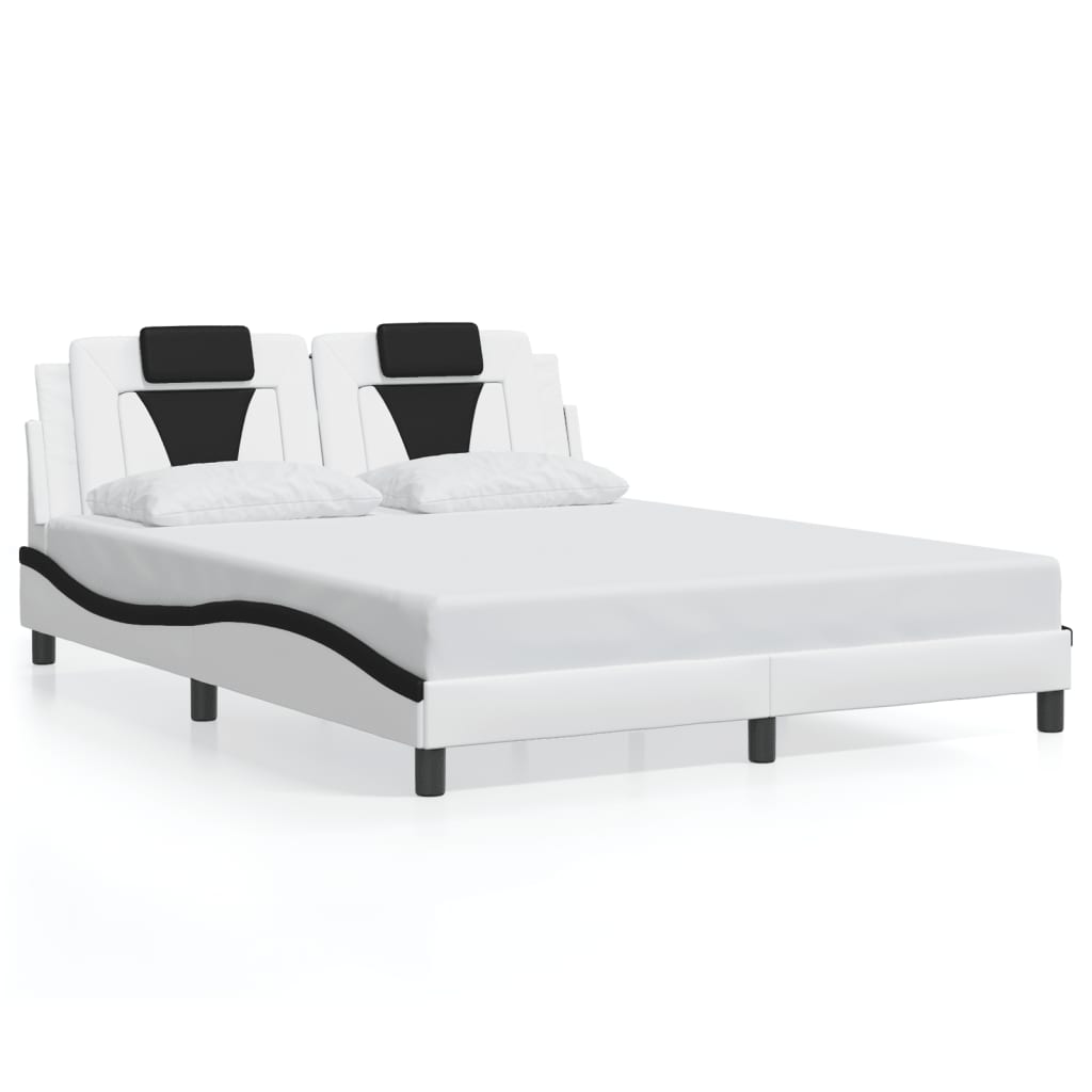 Bed Frame "Viana" without Mattress White and Black 160x200 cm Faux Leather