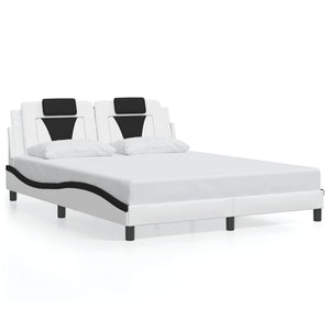 Bed Frame "Viana" without Mattress White and Black 160x200 cm Faux Leather