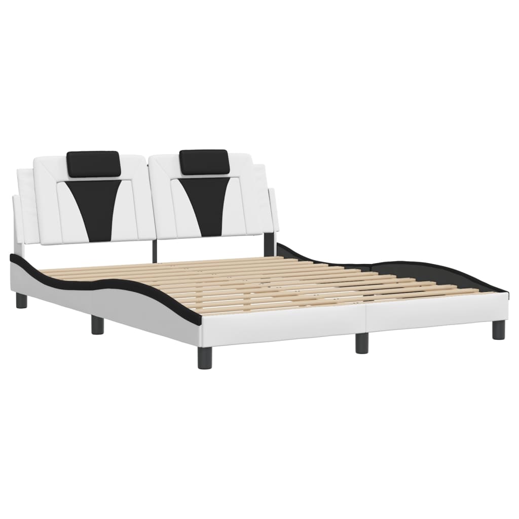 Bed Frame "Viana" without Mattress White and Black 160x200 cm Faux Leather