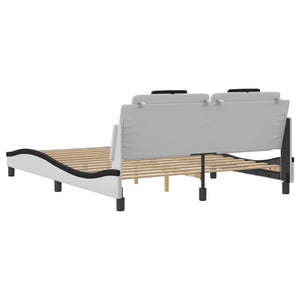 Bed Frame "Viana" without Mattress White and Black 160x200 cm Faux Leather