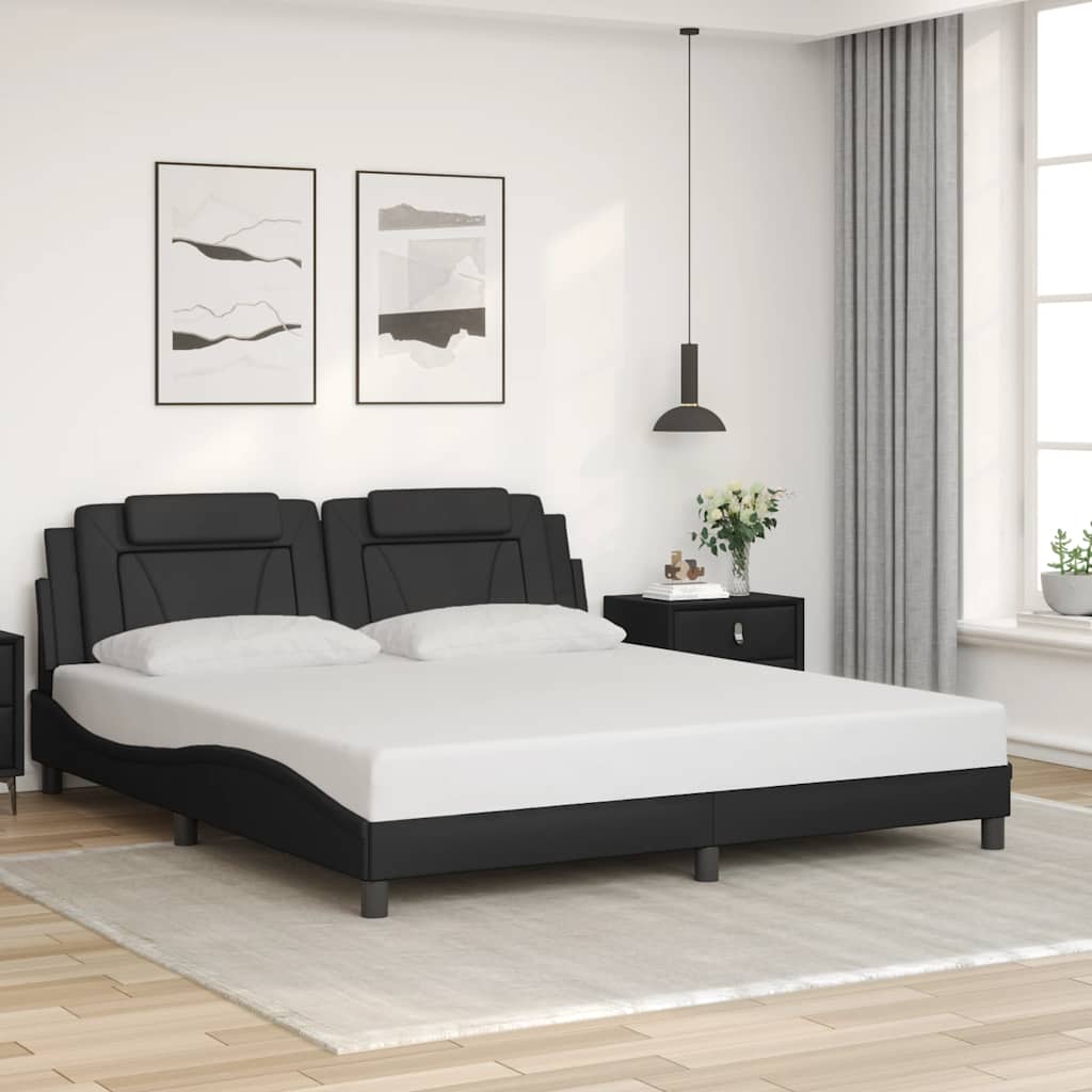 Bed Frame "Viana" without Mattress Black 180x200 cm Faux Leather