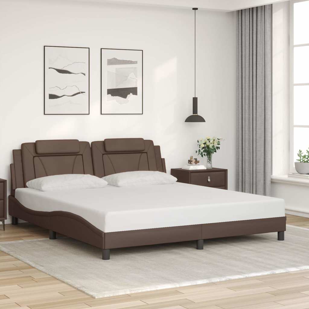 Bed Frame "Viana" without Mattress Brown 180x200 cm Faux Leather