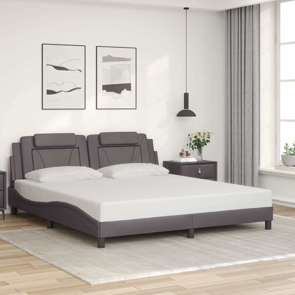 Bed Frame "Viana" without Mattress Grey 180x200 cm Faux Leather