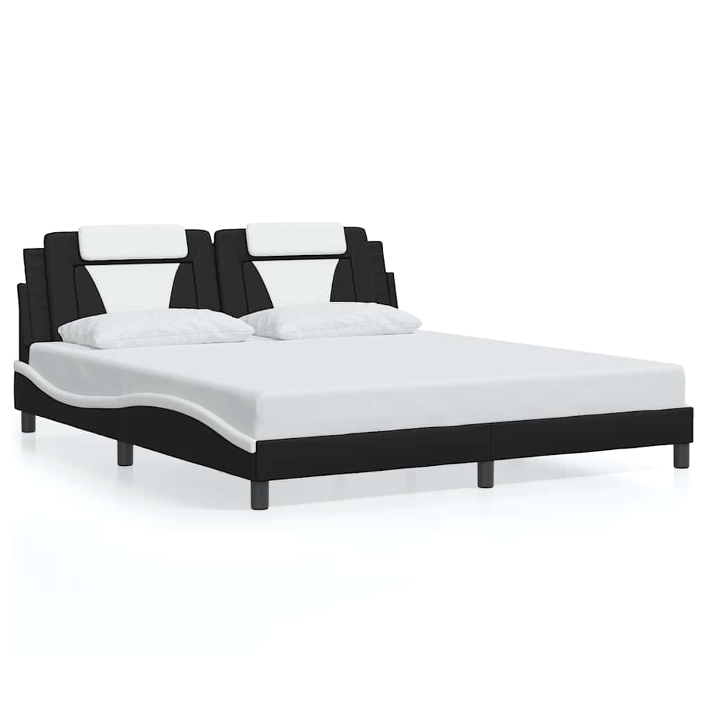 Bed Frame "Viana" without Mattress Black and White 180x200 cm Faux Leather