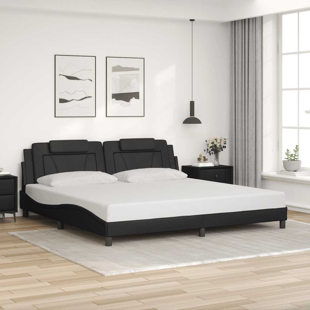 Bed Frame "Viana" without Mattress Black 200x200 cm Faux Leather