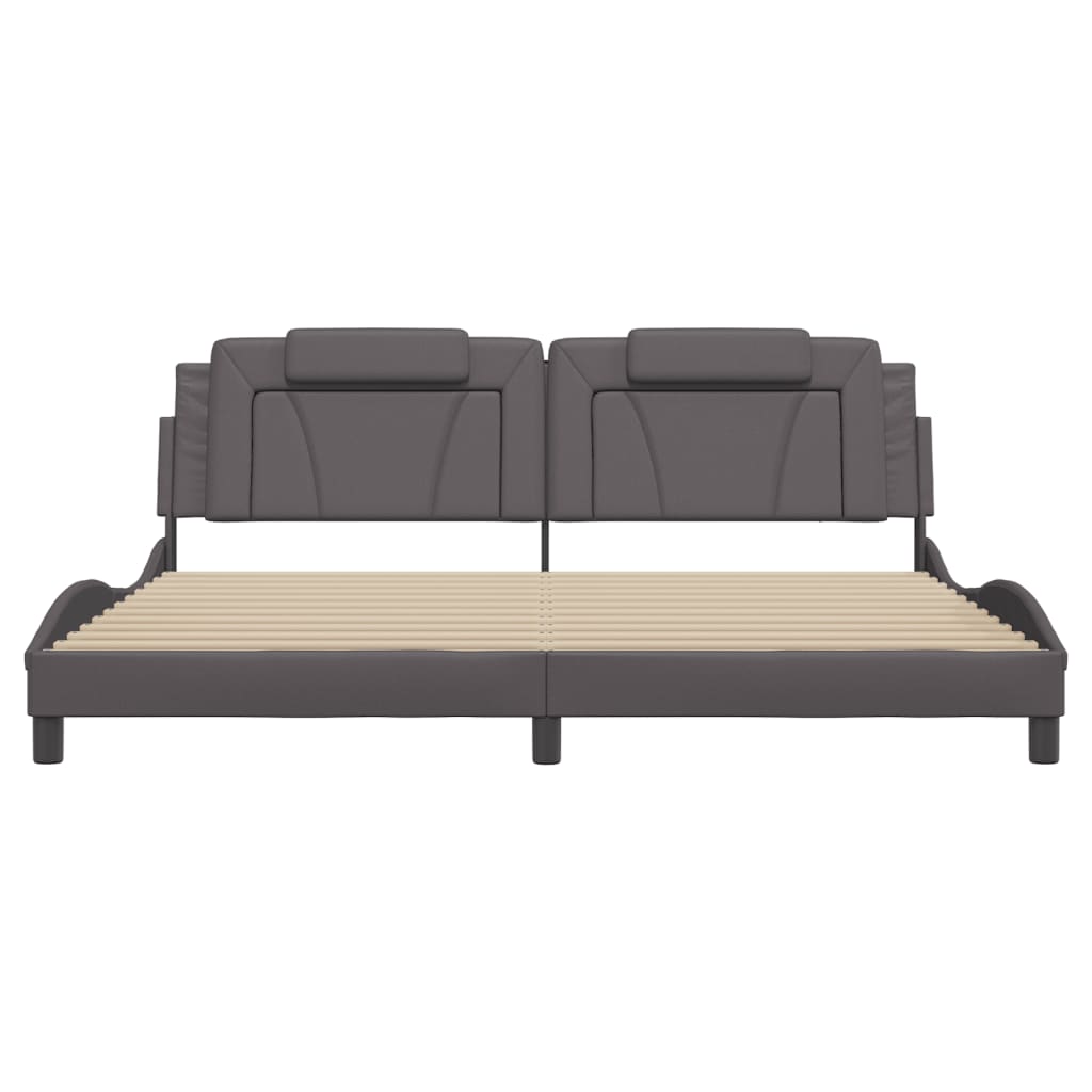 Bed Frame "Viana" without Mattress Grey 200x200 cm Faux Leather