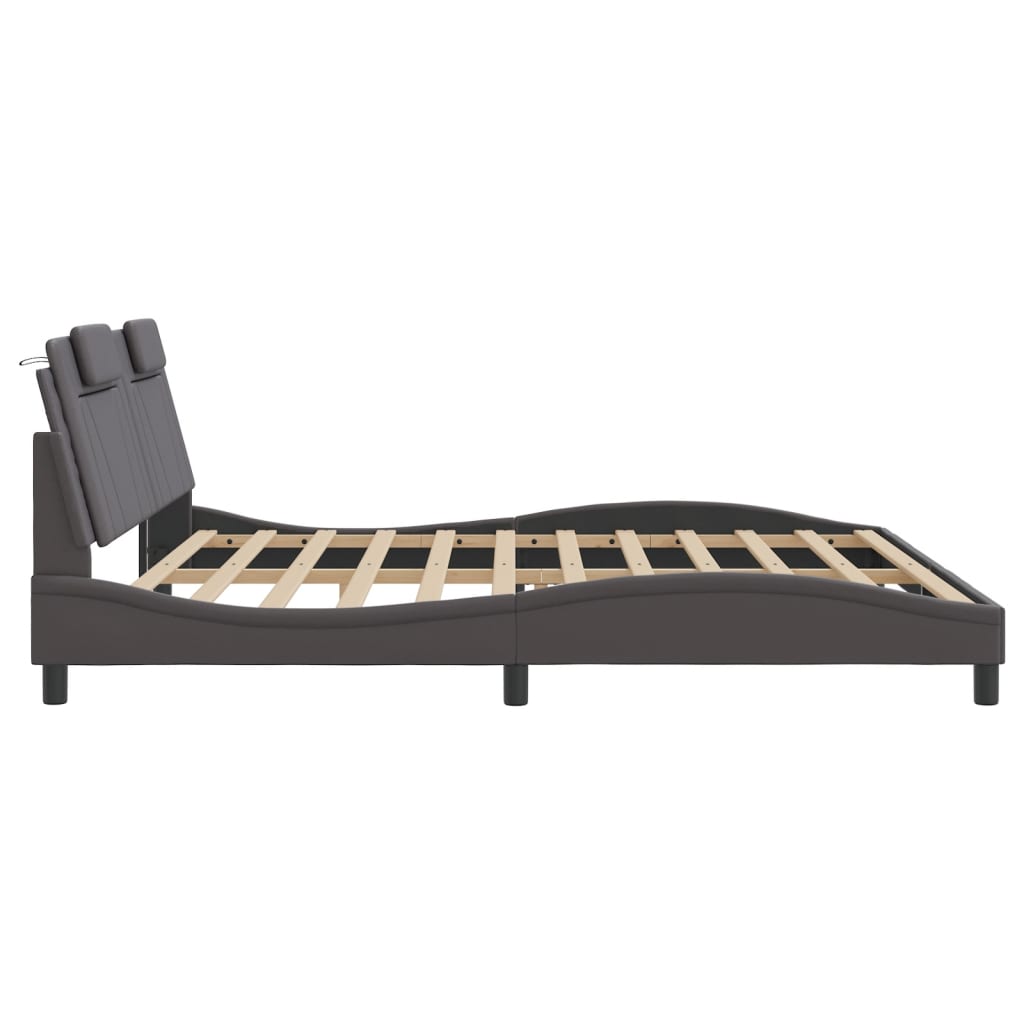 Bed Frame "Viana" without Mattress Grey 200x200 cm Faux Leather