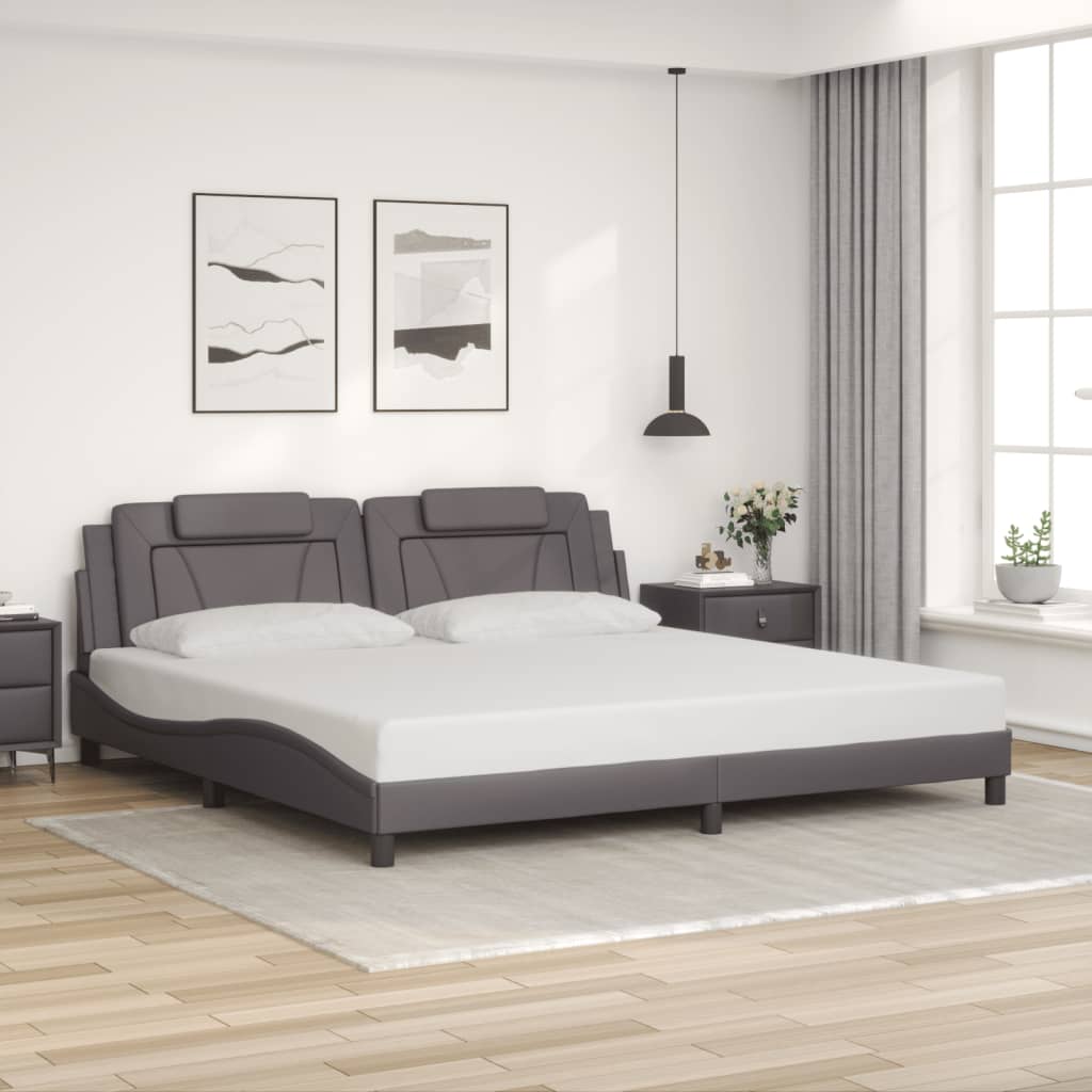 Bed Frame "Viana" without Mattress Grey 200x200 cm Faux Leather