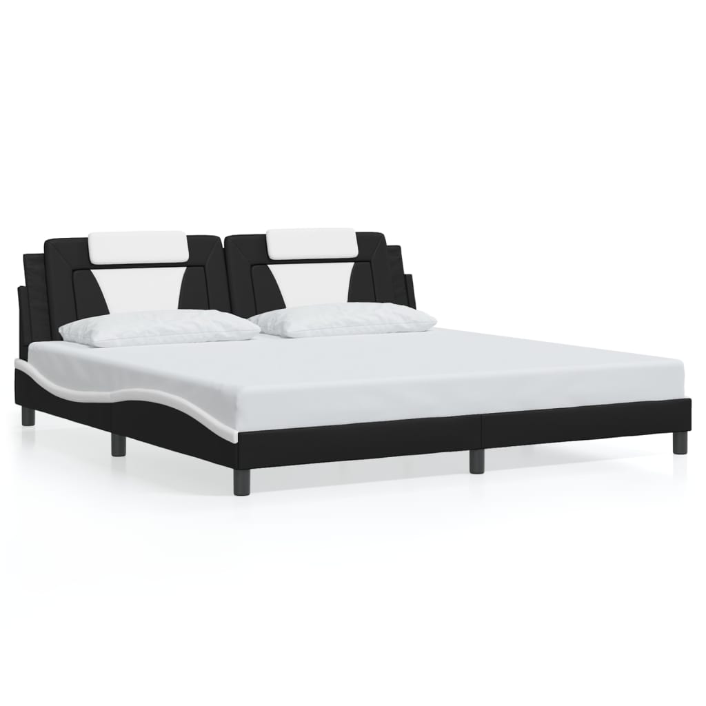 Bed Frame "Viana" without Mattress Black and White 200x200 cm Faux Leather