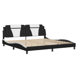 Bed Frame "Viana" without Mattress Black and White 200x200 cm Faux Leather
