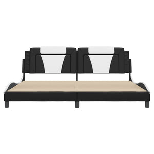 Bed Frame "Viana" without Mattress Black and White 200x200 cm Faux Leather