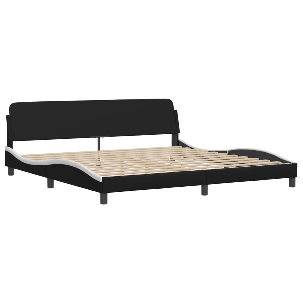 Bed Frame "Viana" without Mattress Black and White 200x200 cm Faux Leather