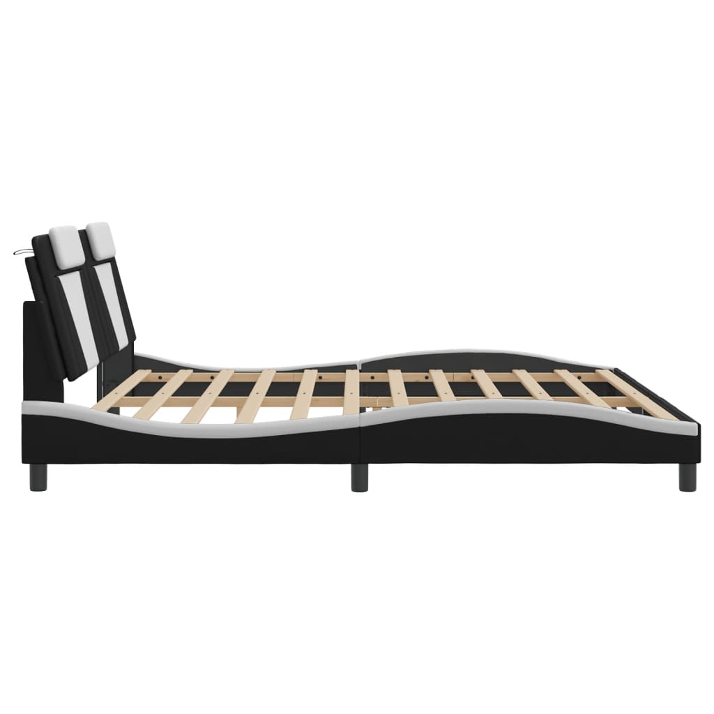 Bed Frame "Viana" without Mattress Black and White 200x200 cm Faux Leather
