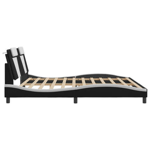 Bed Frame "Viana" without Mattress Black and White 200x200 cm Faux Leather