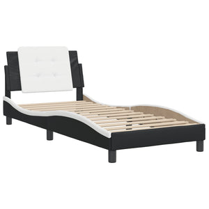 Bed Frame without Mattress "Zadar" Black and White 80x200 cm Faux Leather