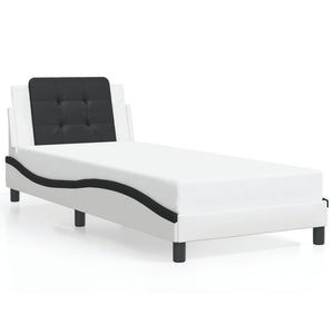 Bed Frame without Mattress "Zadar" White and Black 80x200 cm Faux Leather