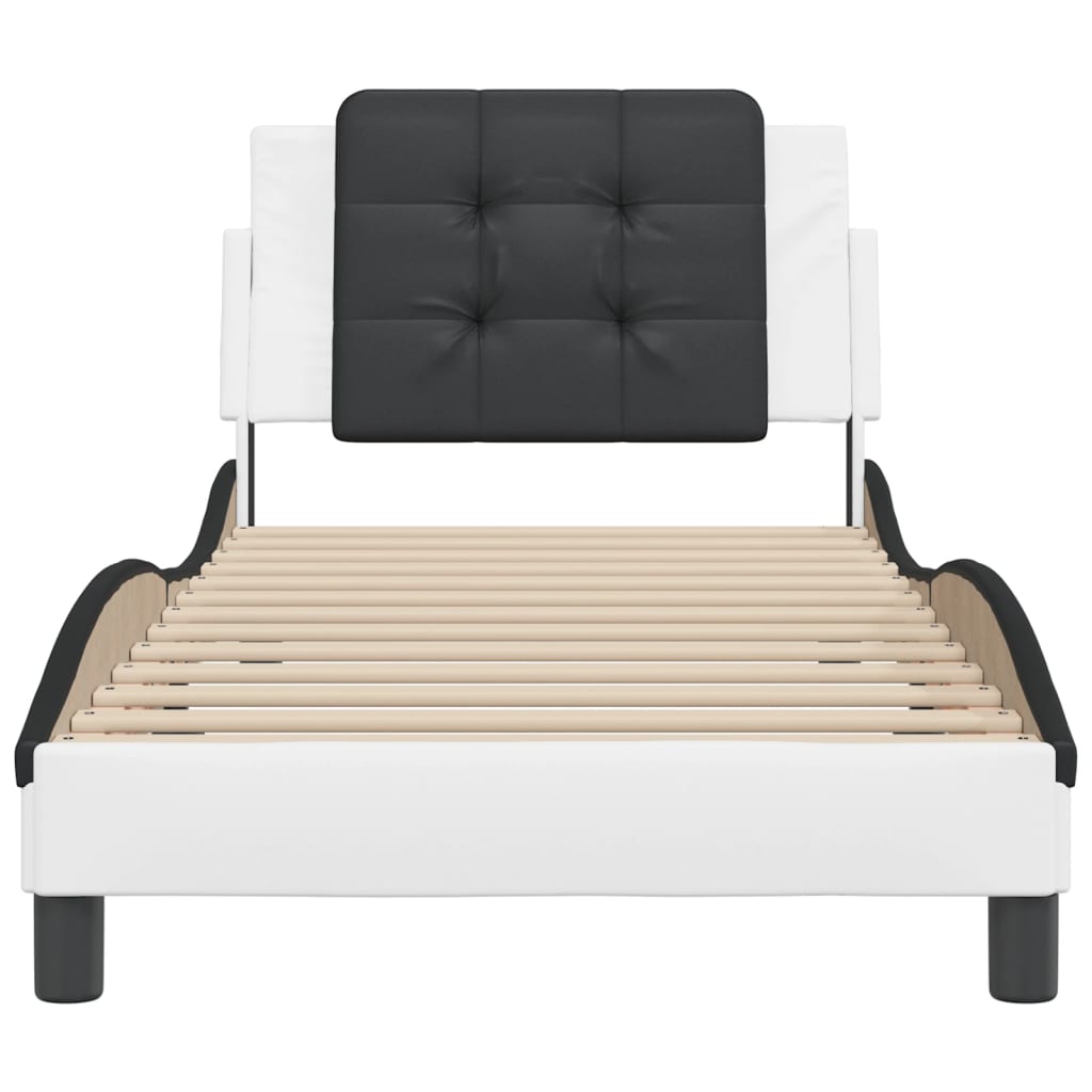 Bed Frame without Mattress "Zadar" White and Black 80x200 cm Faux Leather