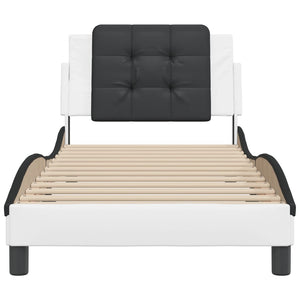 Bed Frame without Mattress "Zadar" White and Black 80x200 cm Faux Leather