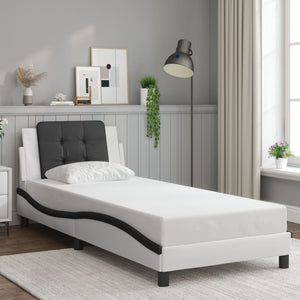 Bed Frame without Mattress "Zadar" White and Black 80x200 cm Faux Leather