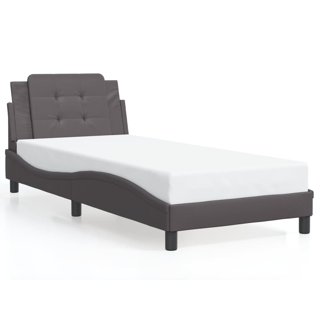 Bed Frame without Mattress "Zadar" Grey 90x190 cm Faux Leather
