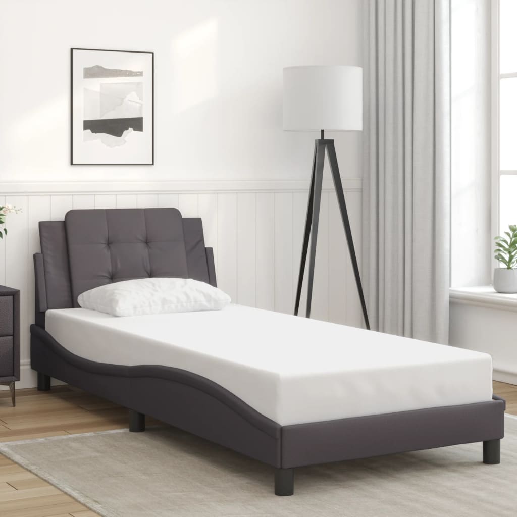 Bed Frame without Mattress "Zadar" Grey 90x190 cm Faux Leather