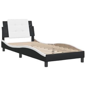 Bed Frame without Mattress "Zadar" Black and White 90x190 cm Faux Leather