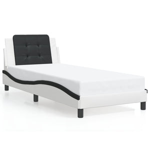 Bed Frame without Mattress "Zadar" White and Black 90x190 cm Faux Leather
