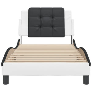 Bed Frame without Mattress "Zadar" White and Black 90x190 cm Faux Leather